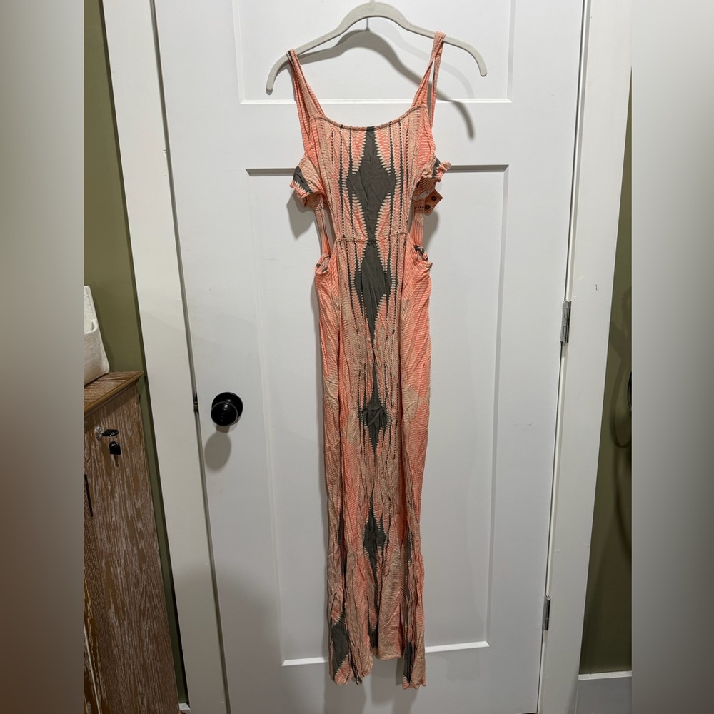 Posh Coral and Black Patterned Maxi Dress